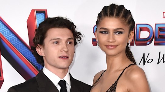Tom Holland and Zendaya at the premiere of Spider-Man. 