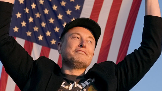 Tesla and SpaceX CEO Elon Musk walks to the stage to speak alongside Republican presidential nominee former President Donald Trump at a campaign event at the Butler Farm Show, Saturday, Oct. 5, 2024, in Butler, Pa. (AP Photo/Alex Brandon)