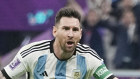 Argentina’s Lionel Messi celebrates after scoring his side’s opening goal during the World Cup group C soccer match against Mexico.