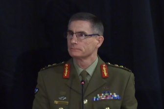 Chief of Defence Force Angus Campbell speaking at the Royal Commission into Defence and Veteran Suicide in Townsville. 