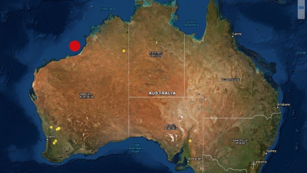 The earthquake hit 203km off the coast at 1.30pm WST.
