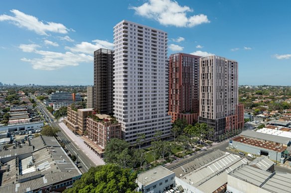 Uma imagem conceitual do empreendimento em 129-153 Parramatta Rd e 53-75 Queens Rd em Five Dock.