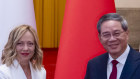 Giorgia Meloni with Chinese Premier Li Qiang in Beijing.