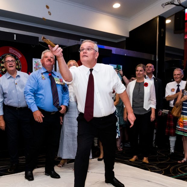 Australian Prime Minister Scott Morrison visits Cazalys Palmerston Club on Anzac Day.