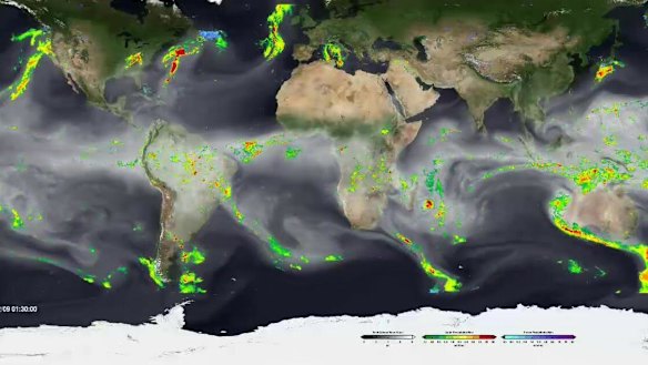 This map shows an atmospheric river just touching Perth’s coast (far right) and another that dropped into Vancouver and caused a huge unprecedented flood (far left).