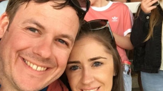 Kerryn Finnis (right) has been separated from her fiance Nick (left) by the travel restrictions Australia has imposed. 