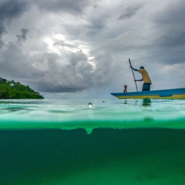 The water off Taro in the Solomon Islands. Pacific island representatives are a strong presence at COPs.