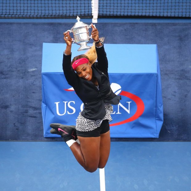Serena Williams celebrates her win at the 2014 US Open.