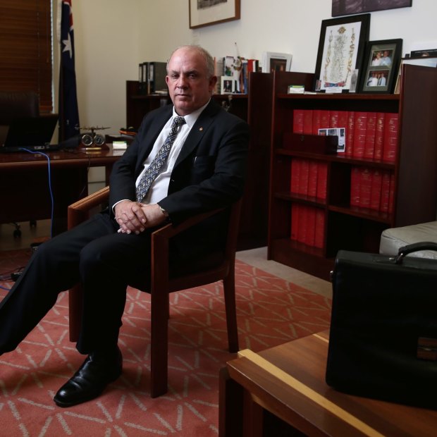 Nationals senator John Williams in his office at Parliament House.