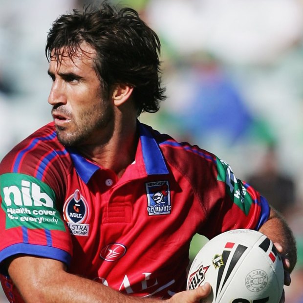 Andrew Johns in action for Newcastle during an NRL match against Canberra in 2006.