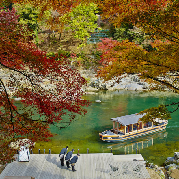 The Hoshinoya Resort, which is only accessible via a 15-minute boat-ride down the Oi River.