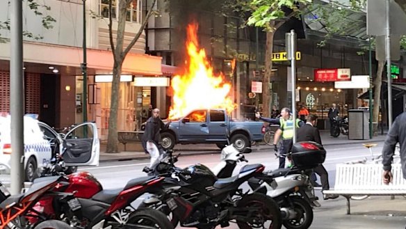 Hassan Khalif Shire Ali set a ute on fire in Bourke Street before going on a stabbing rampage.
