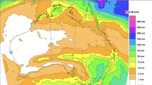 The eight-day rainfall map shows that some parts of NSW could see as much as 100 millimetres of rain. 