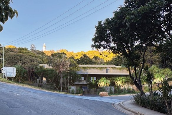 A render of the street front of the home, which would be built on multiple blocks. 