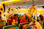 There was panic on board as passengers and crew were flung around the cabin. 
