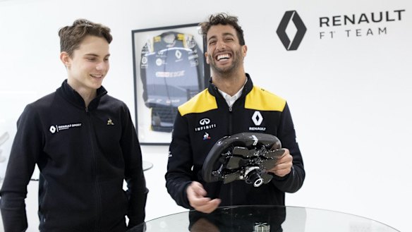 Oscar Piastri and fellow Australian Daniel Ricciardo at a Renault (now Alpine) event in 2020.