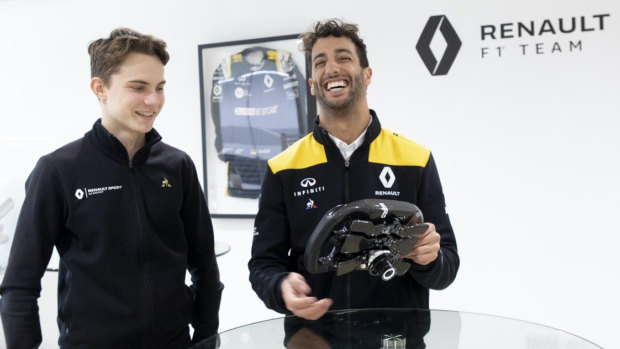 Oscar Piastri and fellow Australian Daniel Ricciardo at a Renault (now Alpine) event in 2020.