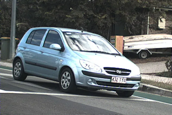 The light-blue Hyundai Getz seized following the fatal stabbing of 70-year-old Vyleen White in Redbank Plains on Saturday night.