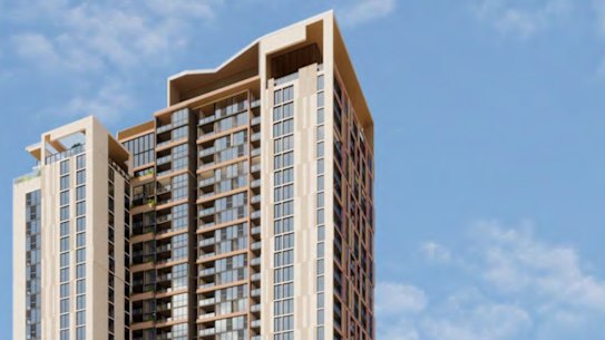 The view of the development, as seen when looking north along Wickham Street.