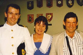 Mark McGowan with his parents Dennis and Mary in the mid-90s.