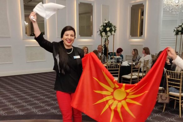 Whittlesea mayor Emilia Lisa Sterjova sparked tensions between the local Greek and Macedonian communities after posting a photo on Facebook showing her holding a flag with the Vergina Sun symbol.