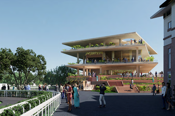 An artist’s impression of the proposed new grandstand to replace the John Power Stand at Eagle Farm.