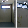 Separation rooms where children are kept for hours, sometimes days, at a time at West Moreton Youth Detention Centre (left) and Brisbane Youth Detention Centre (right). 
