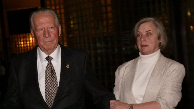 Ken Dyers (left) pictured with his partner Jan Hamilton outside court in 2006.