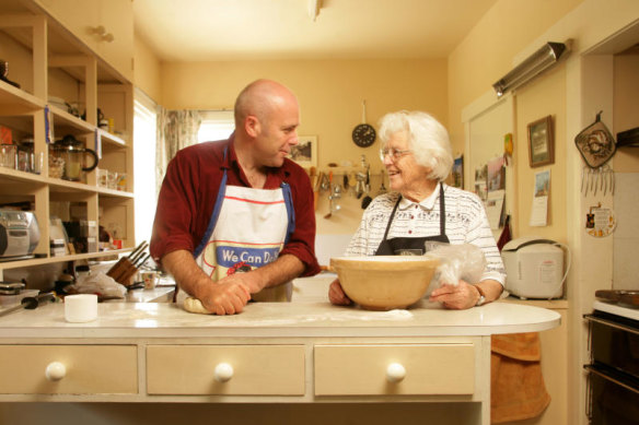 Richard with his mum, Helen, in 2005. “Making bread was my mother’s way back to her past.”