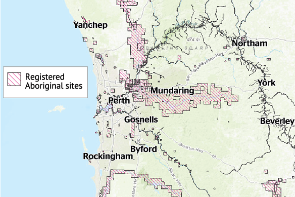 Mapping of registered Aboriginal cultural heritage sites in Perth.