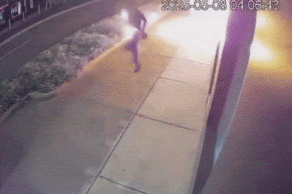 A man sets himself alight firebombing Iziah Utai’s Merrylands barbershop. The shop was attacked twice last May.