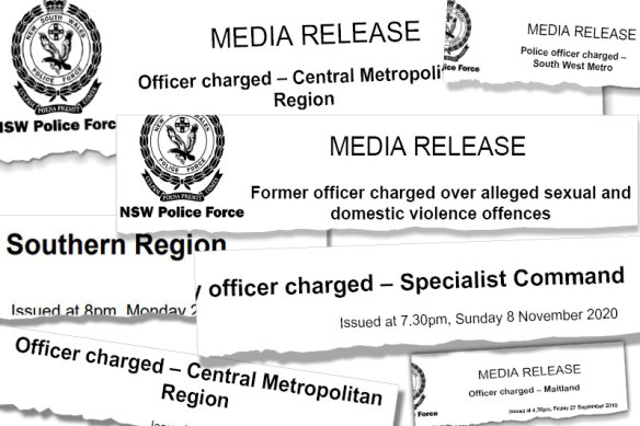 Some of the police media releases about officers charged with offences.
