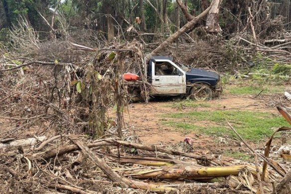 Flood damage at Degarra, a community of 45 people in the Douglas Shire, north of Cairns.  