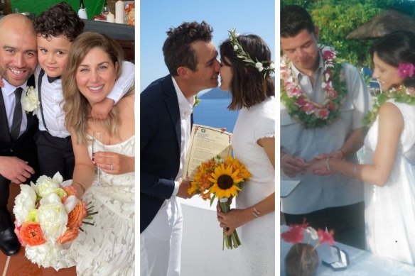 From left to right: Sara Layoun Ruri and Micah Ruri; Tahlia Gregori and Jackson Walkden-Brown; Angela and Loic Lemaitre.