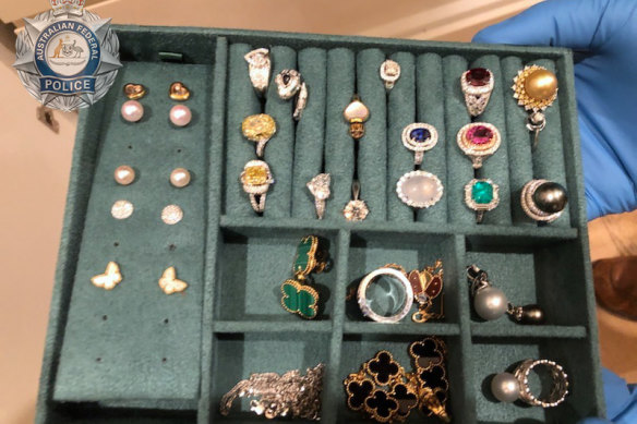 Jewellery was among the luxury items federal police seized.