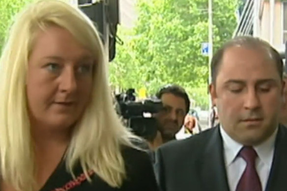 Nicola Gobbo with then-client Tony Mokbel outside a court in 2004.