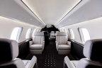 A VistaJet private Bombardier Global 7500 jet cabin.