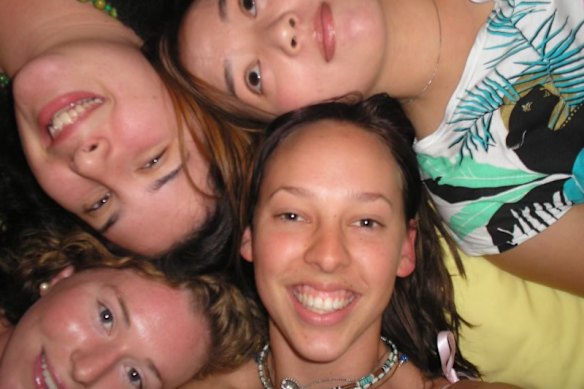 Cayla Dengate and her besties from first year university in Bathurst (clockwise from bottom left) Mik, Michelle, Casey and Cayla.