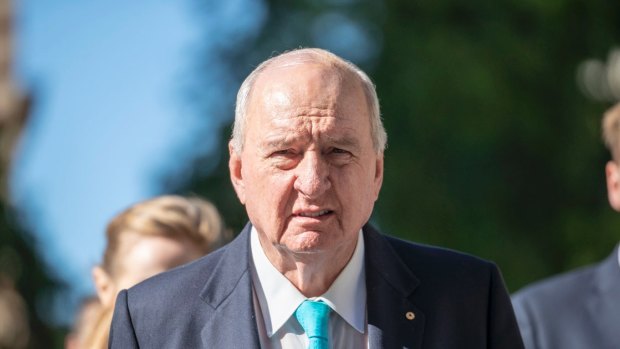 Radio broadcaster Alan Jones arrives at the Supreme Court in Brisbane in May for the defamation trial.