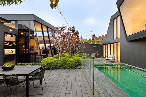 The backyard of Astill’s Prahran home, which was repossessed and sold for $6.7 million in November. 
