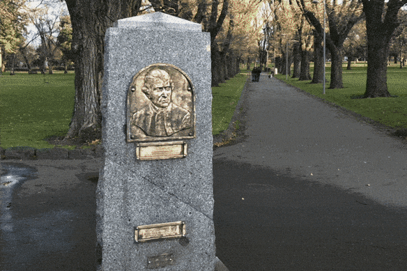 The Captain Cook monument in North Fitzroy’s Edinburgh Gardens has been repeatedly vandalised, most recently on Sunday. This GIF shows vandalism in 2020 and the complete removal in 2024.