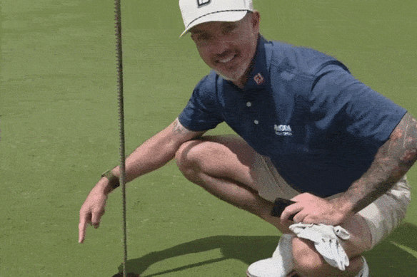 Golfer Kristopher Clelland after making an albatross and hole-in-one on back-to-back holes. 