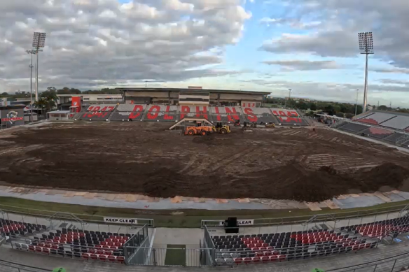 Redcliffe’s Kayo Stadium has been transformed into a supercross track for this weekend’s launch of the Australian Supercross Championships.