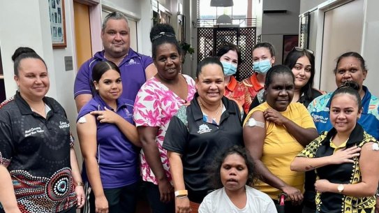 Staff and Patients at the Mookai Rosie Bi-Bayan health clinic in Cairns are part of the push to get indigenous Queenslanders in remote parts of the state vaccinated.