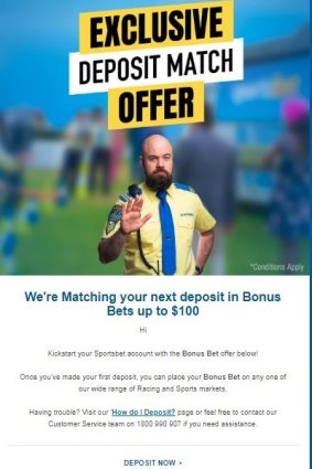 Email offer sent after joining Sportsbet.