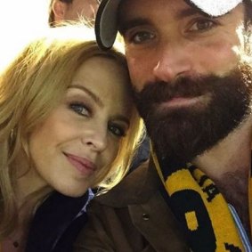 Kylie Minogue and Joshua Sasse posed for a selfie during the rugby World Cup.