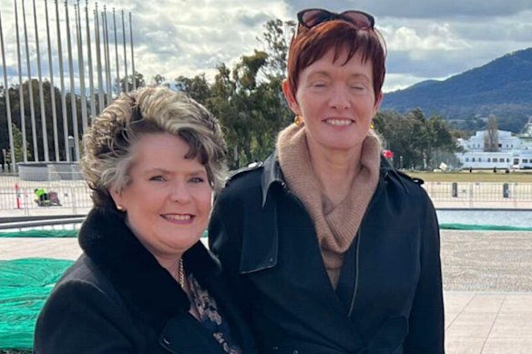Angela Jones-Blayney and Gail Connolly at Parliament House.