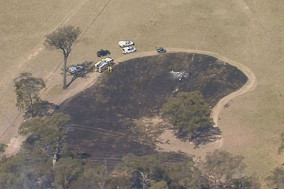 The plane crash at the Palgrave paddock sparked a grassfire that was subsequently contained.