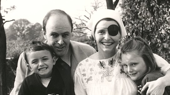 Roald Dahl with his wife, actress Patricia Neal, and their children Theo and Tessa pictured in their garden in 1965. Neal would later describe him as ‘Roald the rotten’.