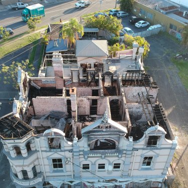 Images of the derelict Broadway Hotel after the September 2018 fire. 